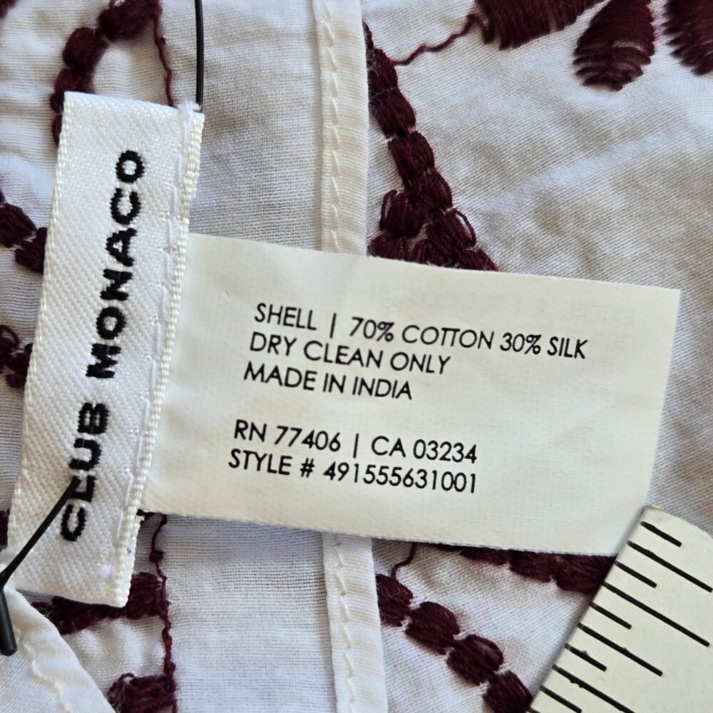NWT Club Monaco Rasa Embroidered Scarf Cotton Silk Wildberry - Picture 11 of 12